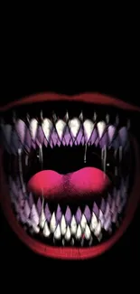 Dark-themed mouth artwork wallpaper with an edgy design.