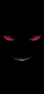 Dark wallpaper with ominous red-eyed face.