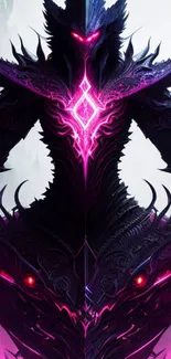 Dark fantasy warrior with purple aura on mobile wallpaper.