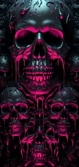 Dark, neon skull wallpaper for mobile devices.