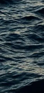 Dark ocean waves texture mobile wallpaper with deep blue hues.