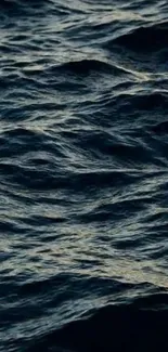 Dark ocean waves creating a textured surface pattern.