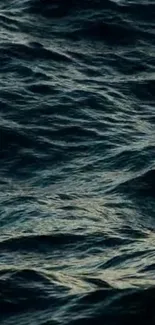 Dark ocean waves with deep blue hues, ideal for a serene mobile wallpaper.