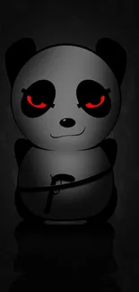 Dark themed panda wallpaper with red eyes.