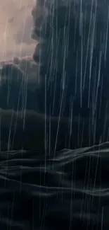 Dark rainstorm wallpaper with dramatic clouds and rain.