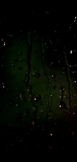 Dark green wallpaper with water droplets.