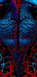 Striking wallpaper with dark ravens and vivid colors for mobile screens.