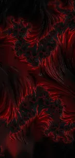 Dark red fractal abstract mobile wallpaper with fluid patterns.