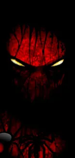 Dark red spider wallpaper with glowing eyes and shadowy design.