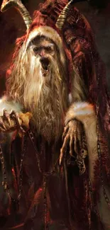 Dark fantasy artwork of a Santa-like creature with chains.