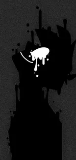 Dark silhouette with paint splatter in mobile wallpaper design.