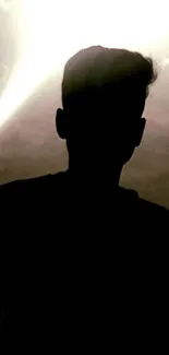 Silhouette of a person against a bright light background.