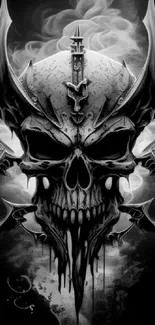 Dark skull mobile wallpaper with gothic design.