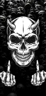 Dark artistic skull with an edgy design on a black background.