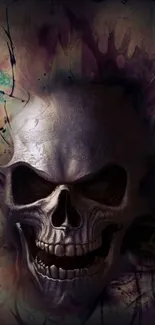 A dark and intricate skull artwork for mobile wallpaper.