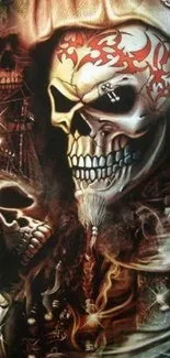 Dark gothic skull artwork wallpaper featuring pirate themes.