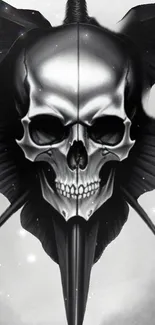 Dark skull with spikes gothic art wallpaper.