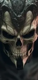 Dark skull art wallpaper with gothic and mysterious elements for mobile.