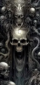 Dark intricate skull art wallpaper with gothic themes.