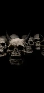 Dark skull collection on black background, perfect for gothic themes.