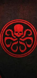 Dark wallpaper with a red skull emblem