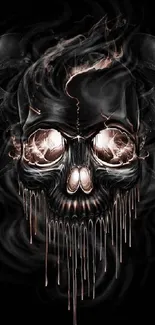 Dark fantasy art with melting skull design.