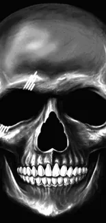 Dark skull wallpaper with black background.