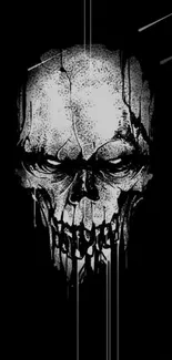 Dark skull design on a black background.