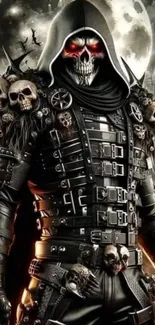 A dark, gothic skull warrior with intricate armor.