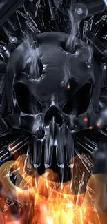 3D skull surrounded by bullets with a dark background.