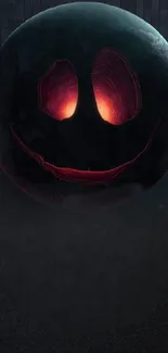 Dark smiley face with glowing eyes, perfect for a unique wallpaper.