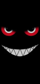 Dark wallpaper with grinning face and red eyes