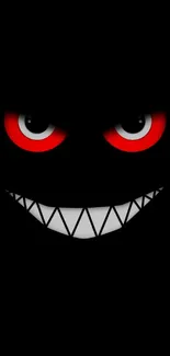 Dark wallpaper with a grinning face.