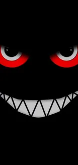 Eerie dark wallpaper with red eyes and a creepy smile.