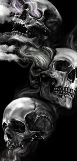 Dark smoky skull artwork for mobile wallpaper.