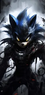 Dark Sonic character art with striking blue hues.