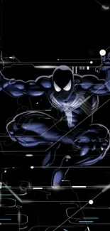 Dark superhero wallpaper in comic style with black background.