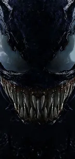 Dark symbiote with sharp teeth creating an intense and vivid mobile wallpaper.