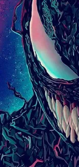 Symbiote-themed mobile wallpaper with vibrant, dark colors.