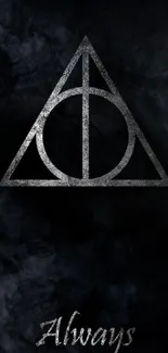 Mysterious dark symbol on black wallpaper background.