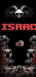 Dark themed Binding of Isaac mobile wallpaper.