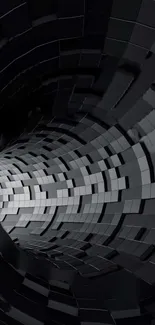 3D dark tunnel wallpaper with abstract geometric design.