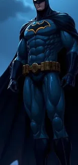 Dark superhero figure in a dramatic pose.