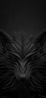 Dark and artistic wolf design on black wallpaper.