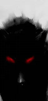 Dark wolf with red eyes mobile wallpaper showing a mysterious silhouette.