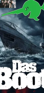 Submarine navigating stormy seas in 'Das Boot' wallpaper.