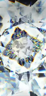 Dazzling crystal prism with light reflections.