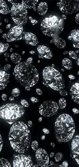 Shimmering diamonds on a black background, perfect elegant wallpaper.