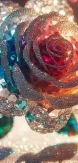 Dazzling crystal rose with multicolor sparkle.