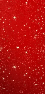 Red starry mobile wallpaper with dazzling sparkling pattern.